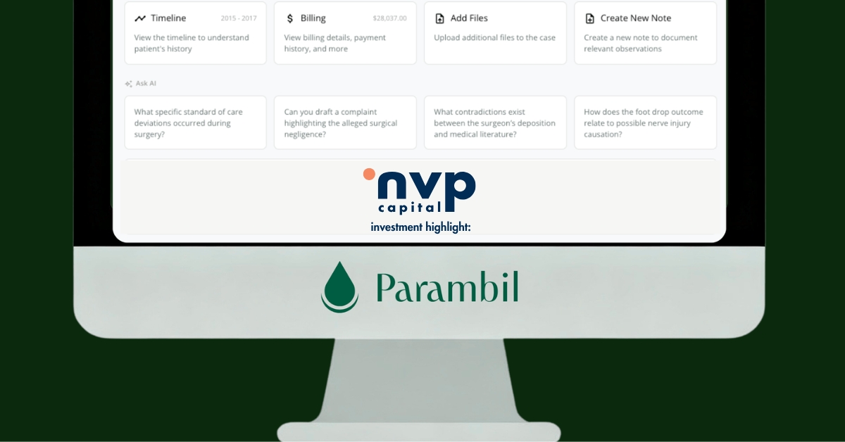 nvp capital investment highlight on Parambil vertical ai reshaping legal